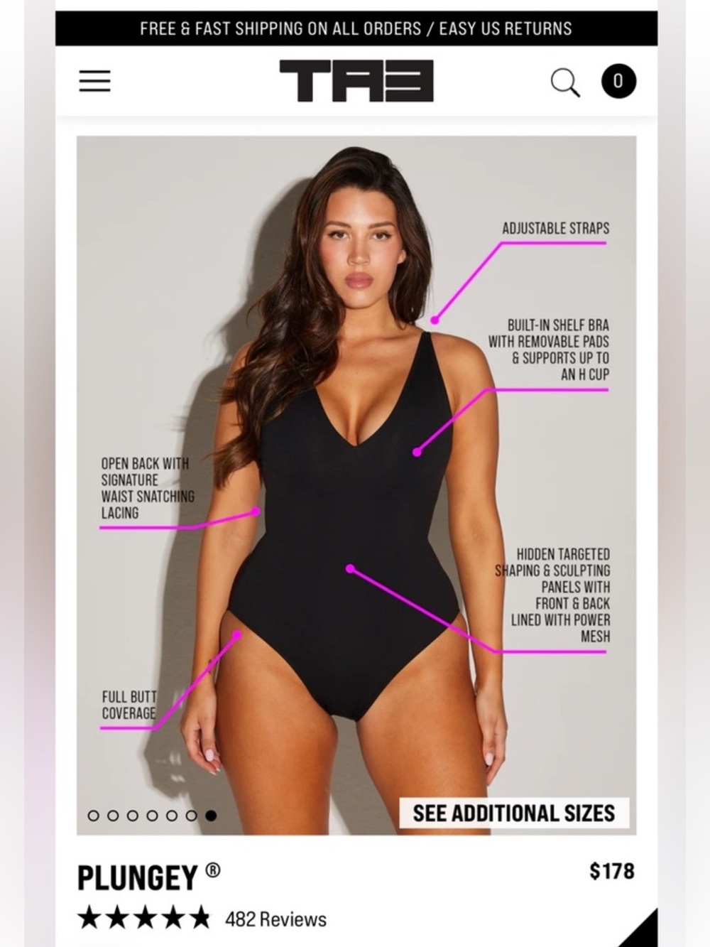 Ta3 Mega Sculpting Plungey One-Piece Swimsuit - Black - Picture 2 of 8